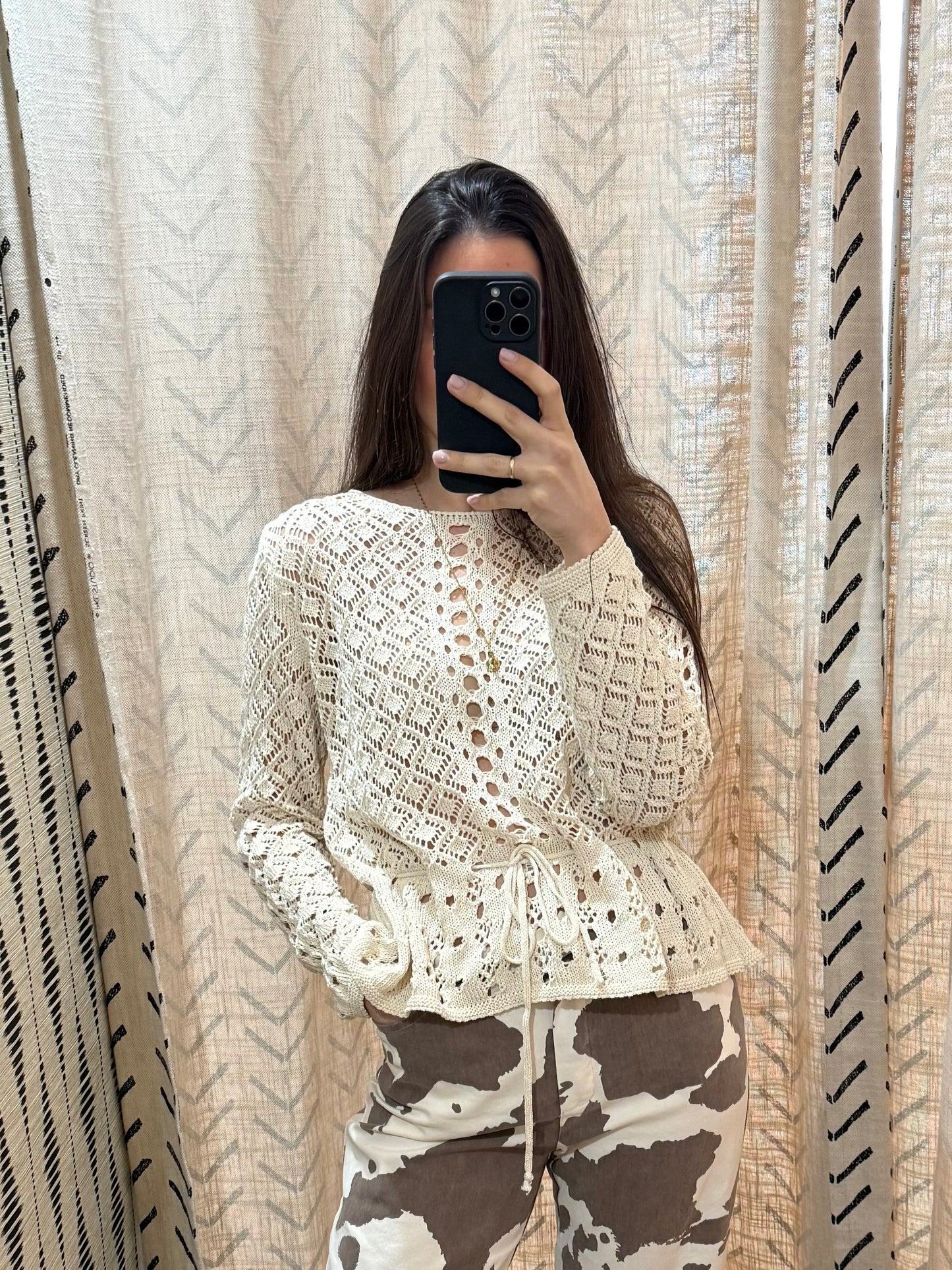 Jersey calado crochet beige