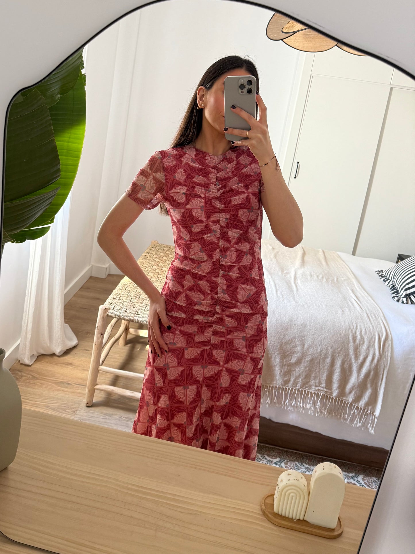 Vestido tul manga corta