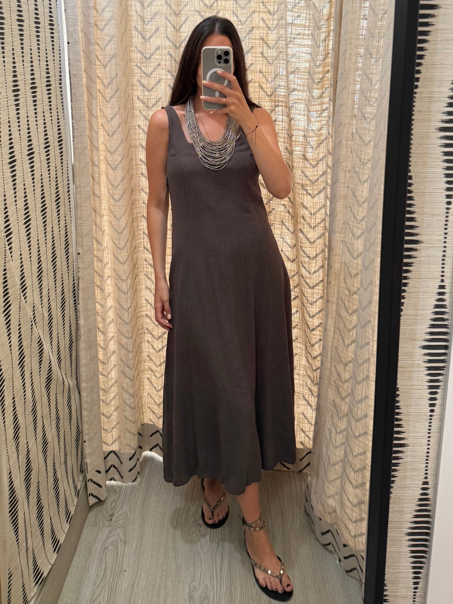 Vestido lino marrón