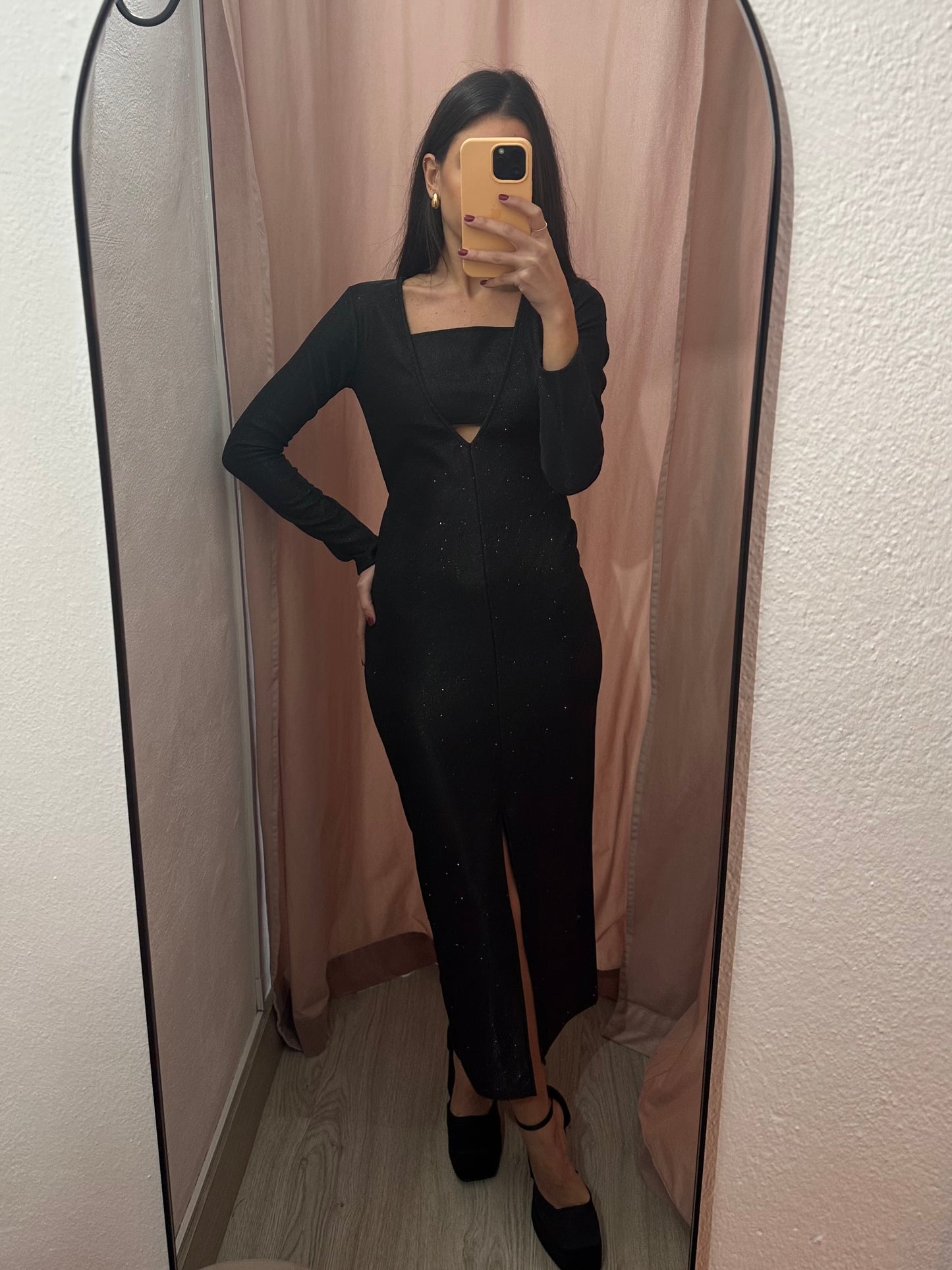 Vestido negro brillo