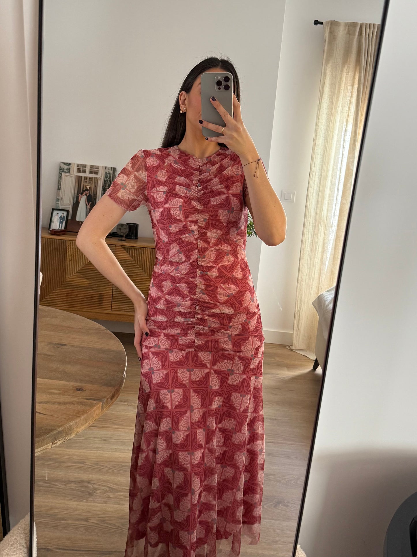Vestido tul manga corta