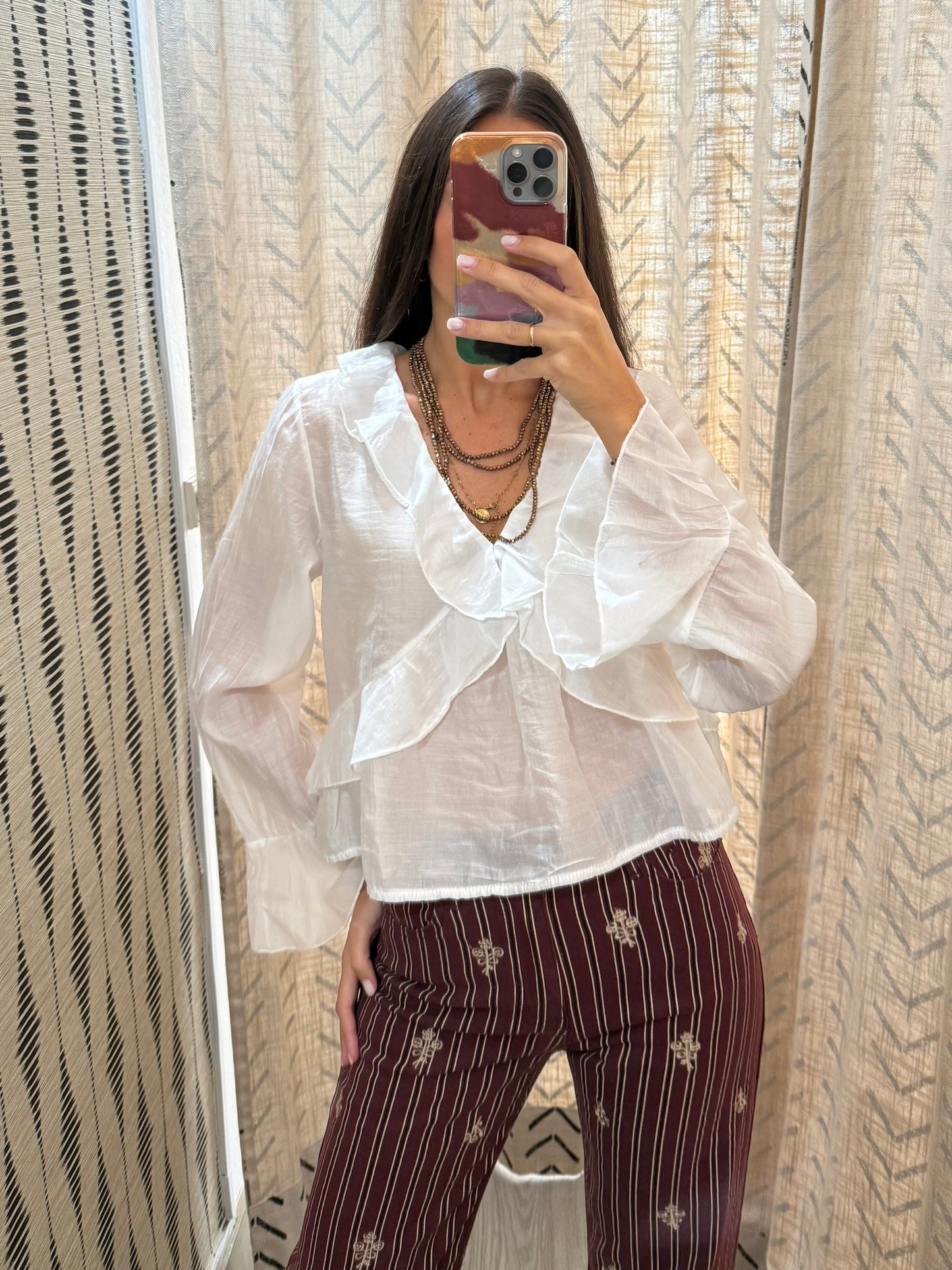 Blusa seda volante