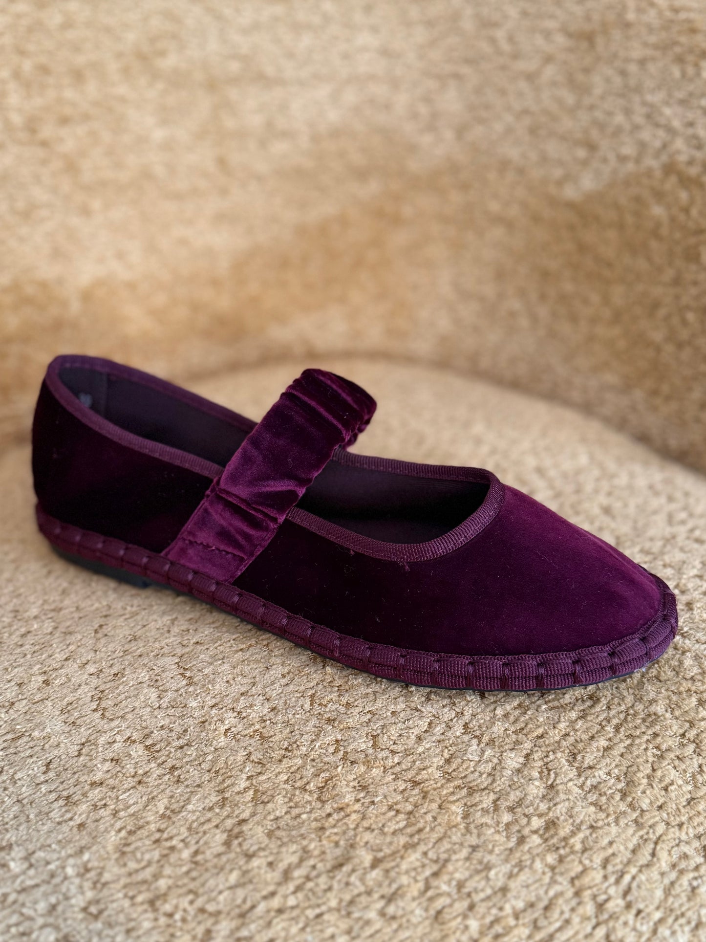 Bailarinas terciopelo burdeos