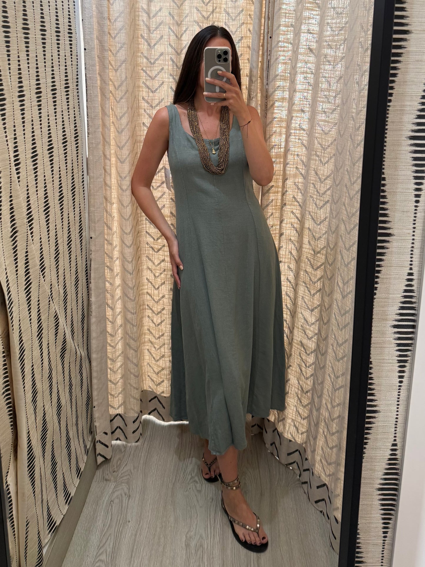 Vestido lino verde