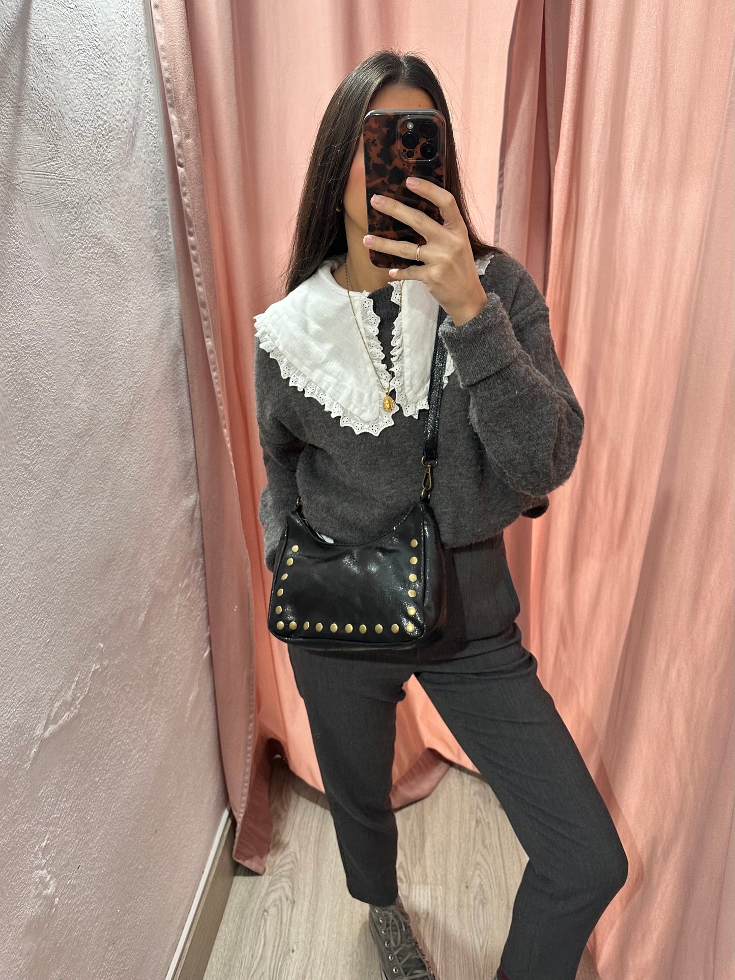 Bolso tachas mini negro