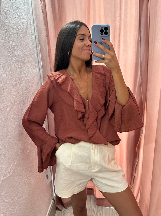 Blusa volante teja