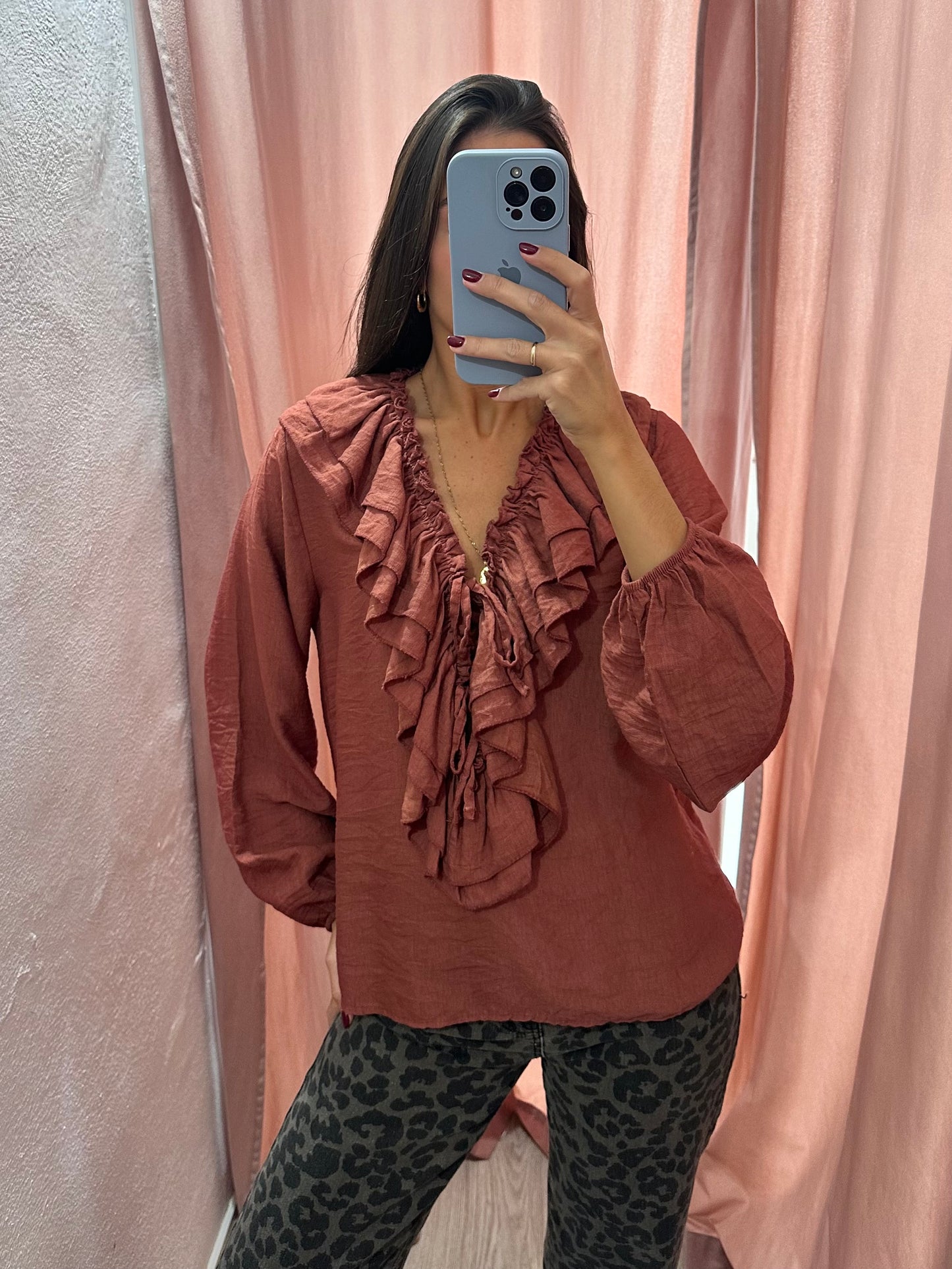 Blusa volante teja