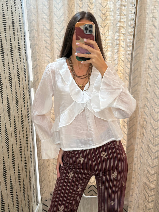 Blusa seda volante