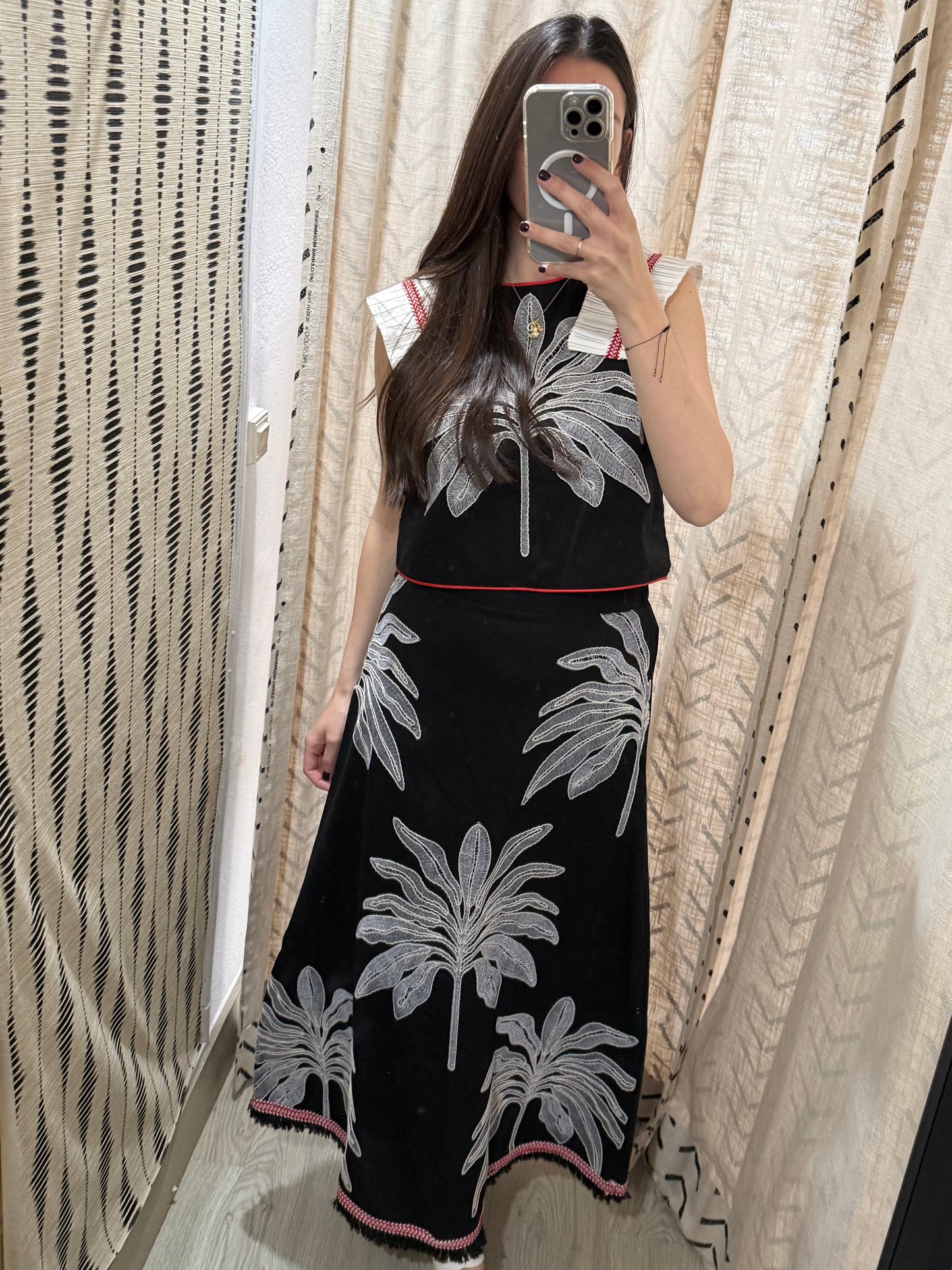 Conjunto bordado palmera