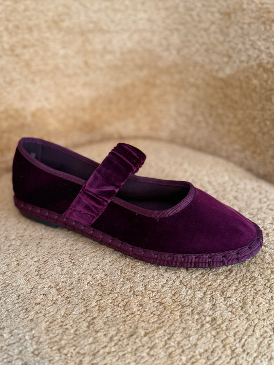 Bailarinas terciopelo burdeos