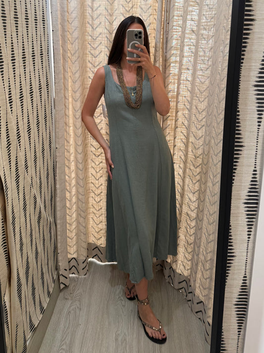Vestido lino verde