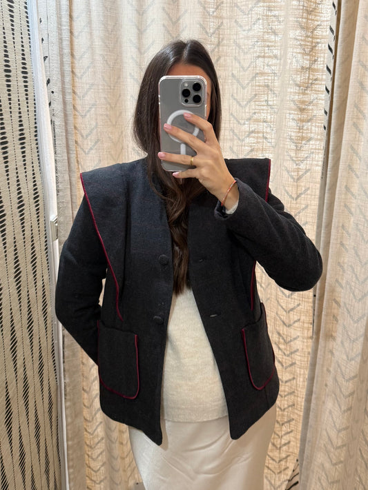 Chaqueta paño cuadro gris